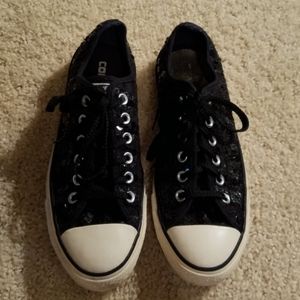 Sequin Black Converse Low-Tops